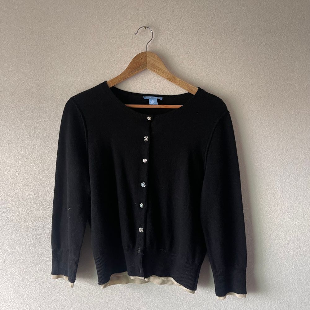 White and Warren Cashmere Jewel-Button Cardigan Sweater‎